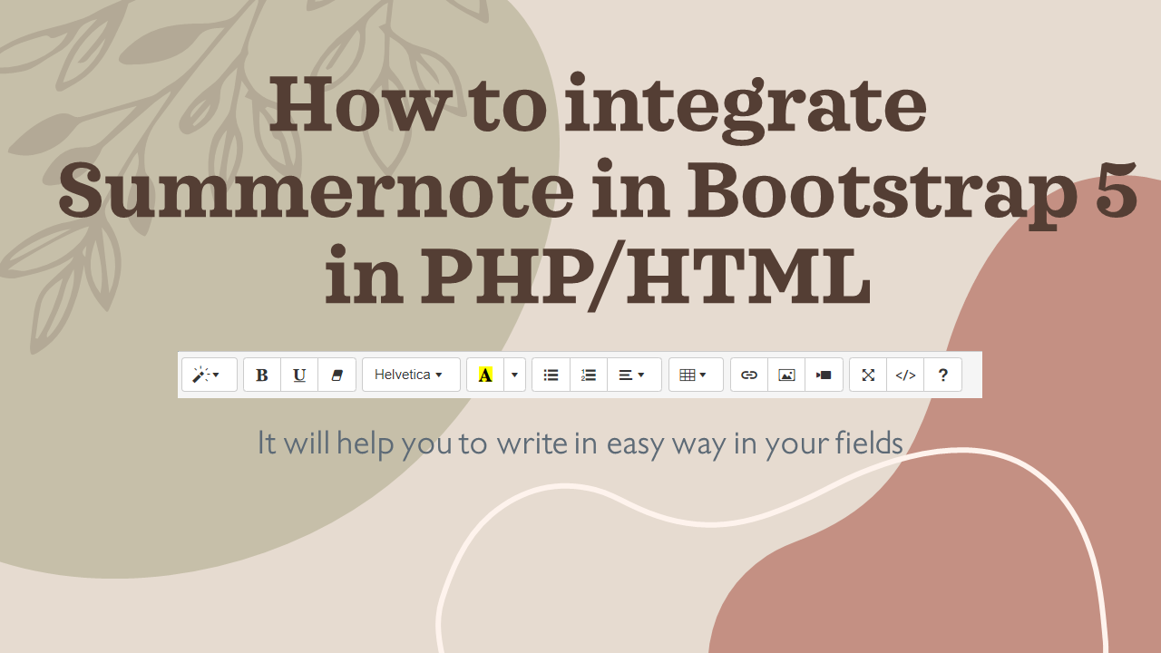 How to integrate Summernote in Bootstrap 5 in PHP/HTML